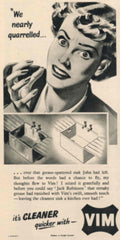 Vim Sink Quarrelled 1950s Vintage Retro Advert Poster