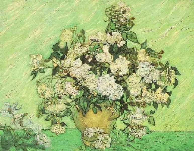 Vincent Van Gogh Gogh White Roses Art A4 Photo Print
