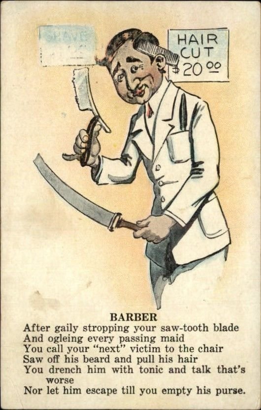 Vinegar Valentine Barber Comic 1900s barber advert A4 Photo Print