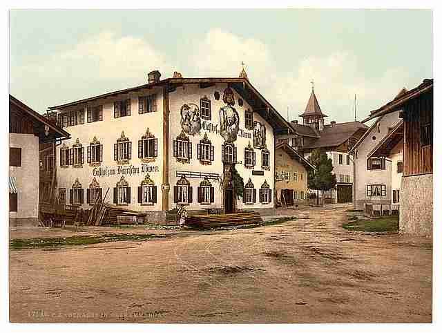 Vintage A Street Oberammergau Upper Bavaria A4 Photo Print