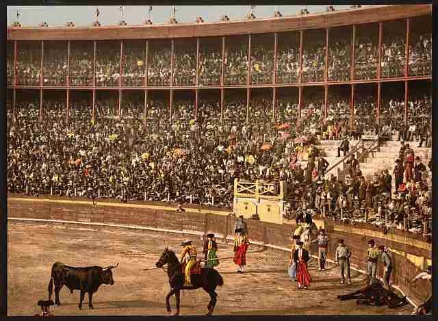 Vintage A bull fight I Barcelona A4 Photo Print