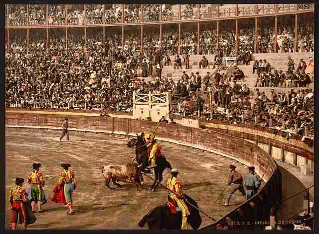 Vintage A bull fight II Barcelona A4 Photo Print