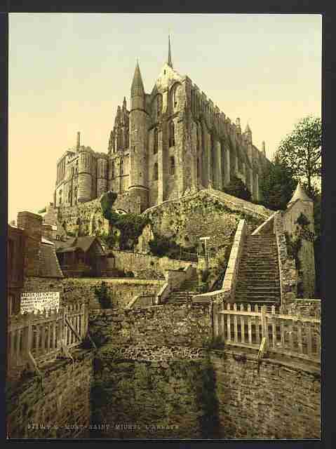 Vintage Abbey Mont St Michel A4 Photo Print