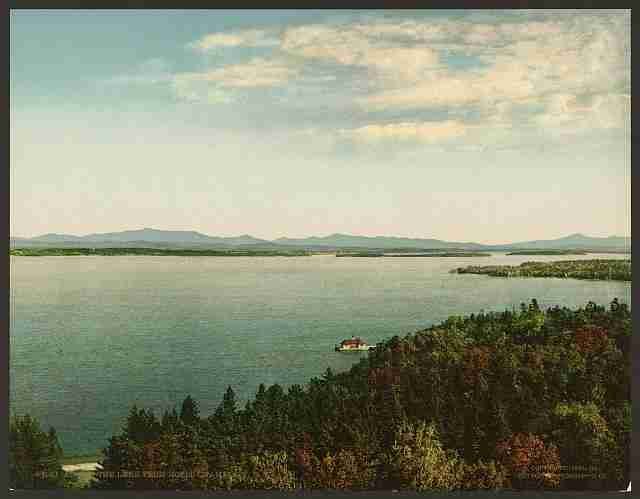 Vintage Across the lake from Hotel Champlain NY A4 Photo Print