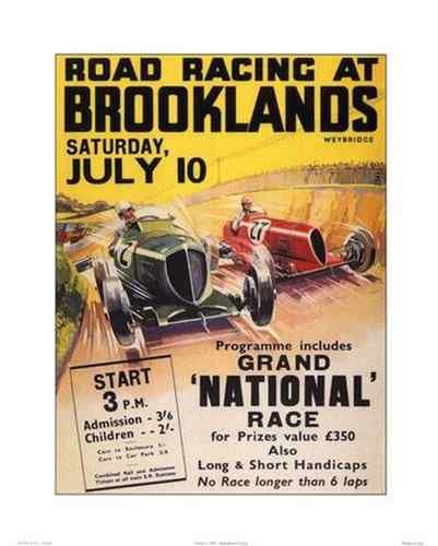 Vintage Advert Road Racing at Brooklands A4 Photo Print