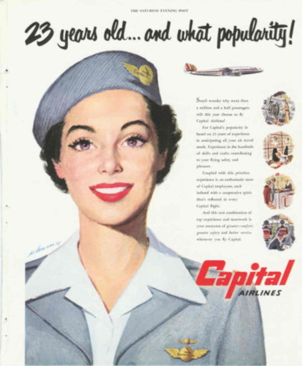 Vintage Airline Flight 1950s Vintage Retro Advert Poster
