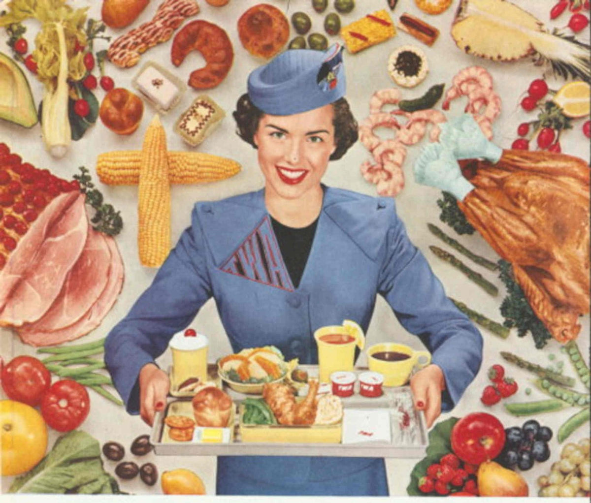 Vintage Airline Meal 1950s Vintage Retro Advert Poster