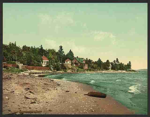 Vintage Along the shore Harbor Point A4 Photo Print