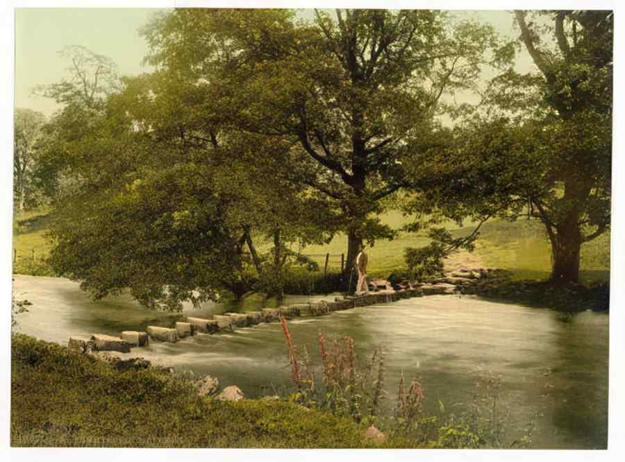 Vintage Ambleside Stepping Stones Lake District England A4 Photo Print