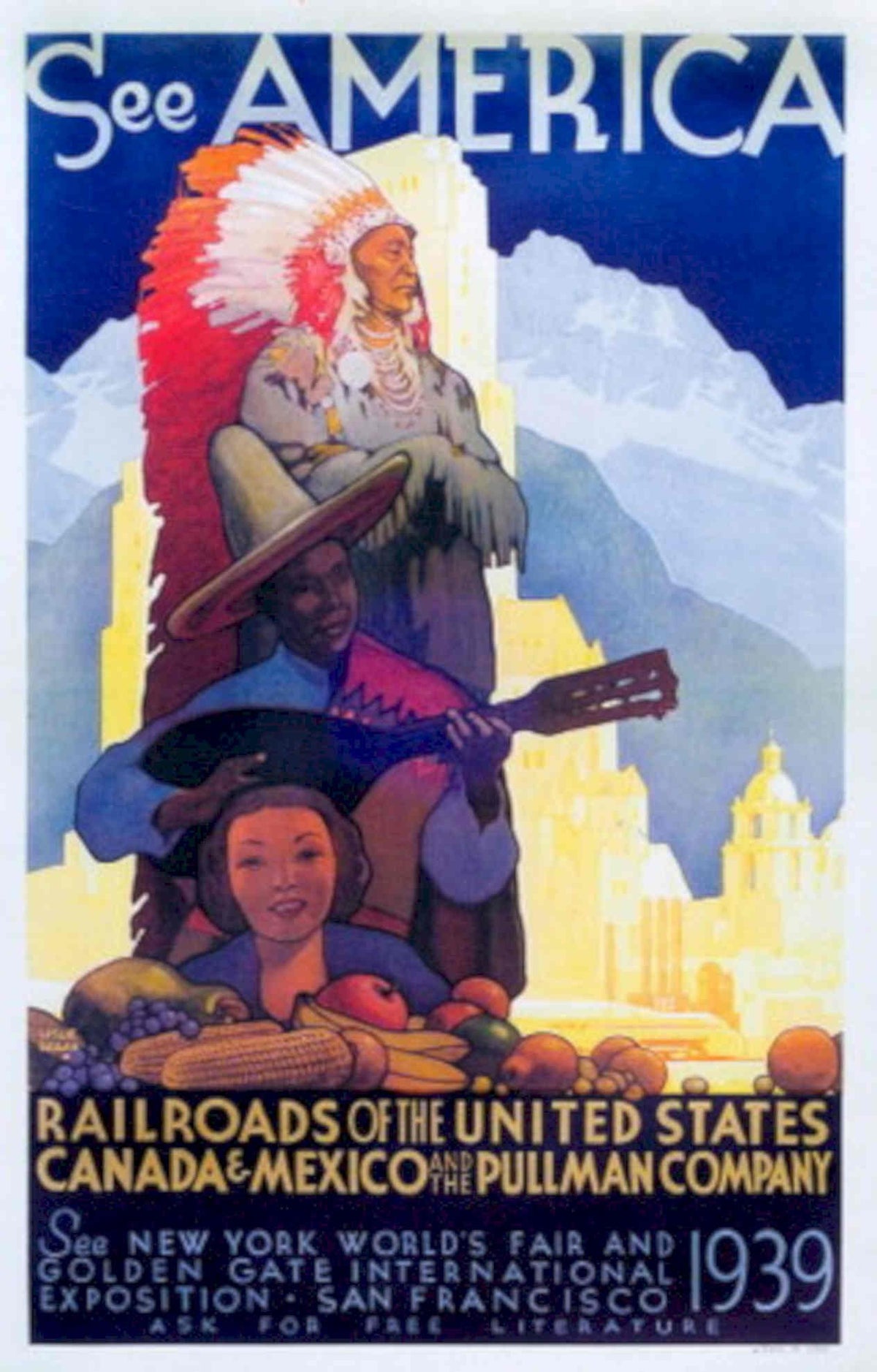 Vintage America Railroads 1930s Vintage Retro Advert Poster