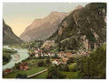 Vintage Amsteg from the railway St Gotthard Railway A4 Photo Print