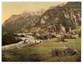 Vintage Amsteg general view St Gotthard Railway A4 Photo Print
