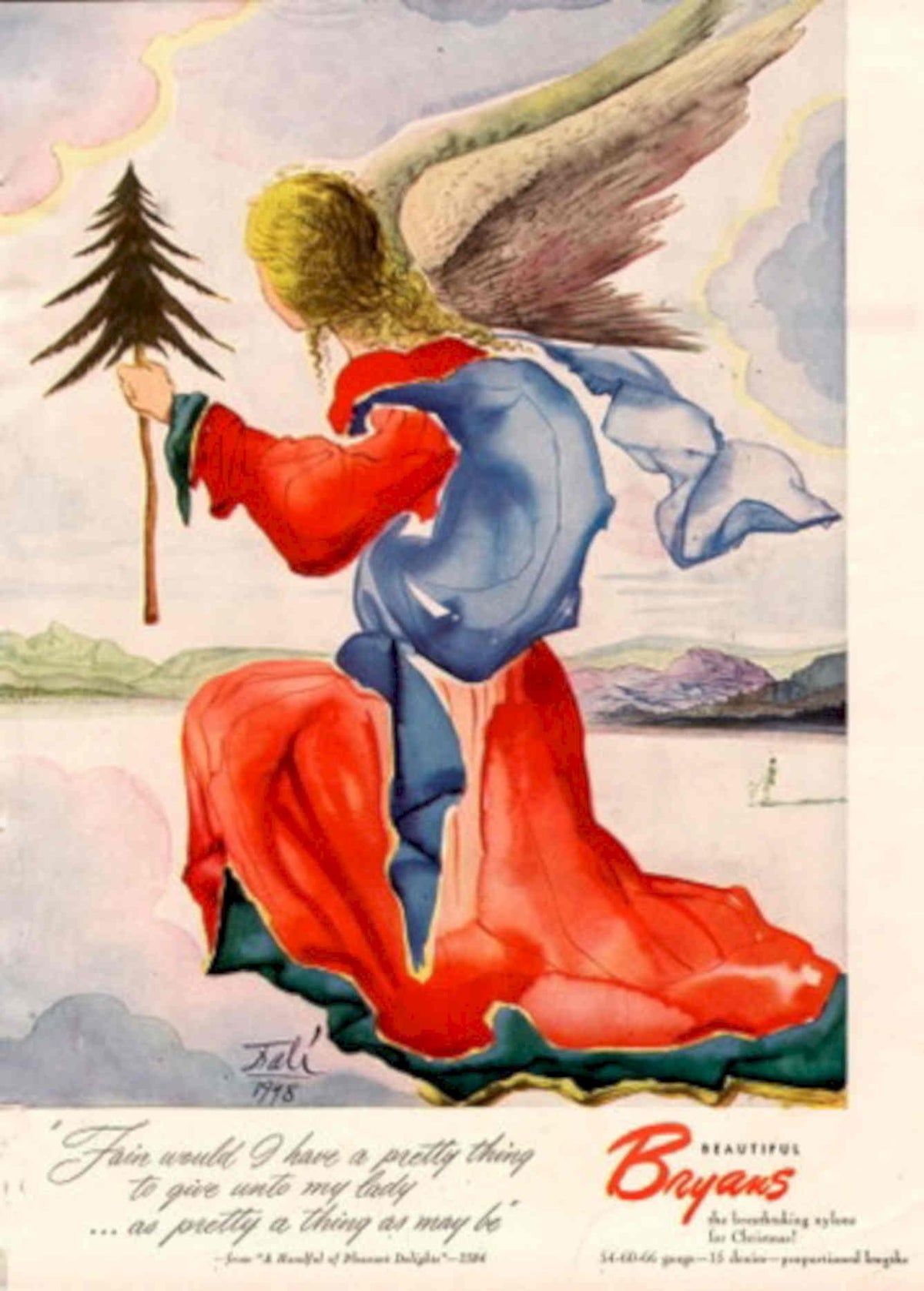 Vintage Angel Tree 1940s Vintage Retro Advert Poster