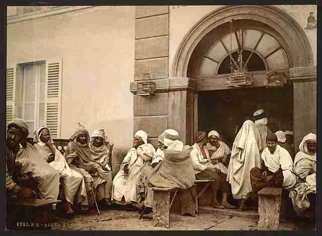 Vintage Arabs at a cafe Algiers A4 Photo Print