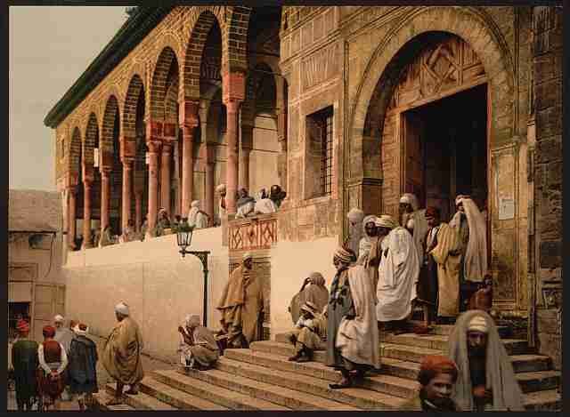 Vintage Arabs leaving mosque Tunis A4 Photo Print