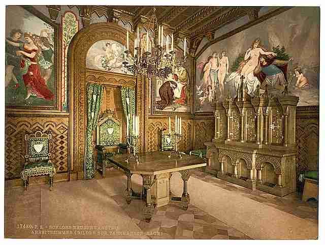 Vintage Arbeitszimmer Neuschwanstein Castle Upper Bavaria A4 Photo Print