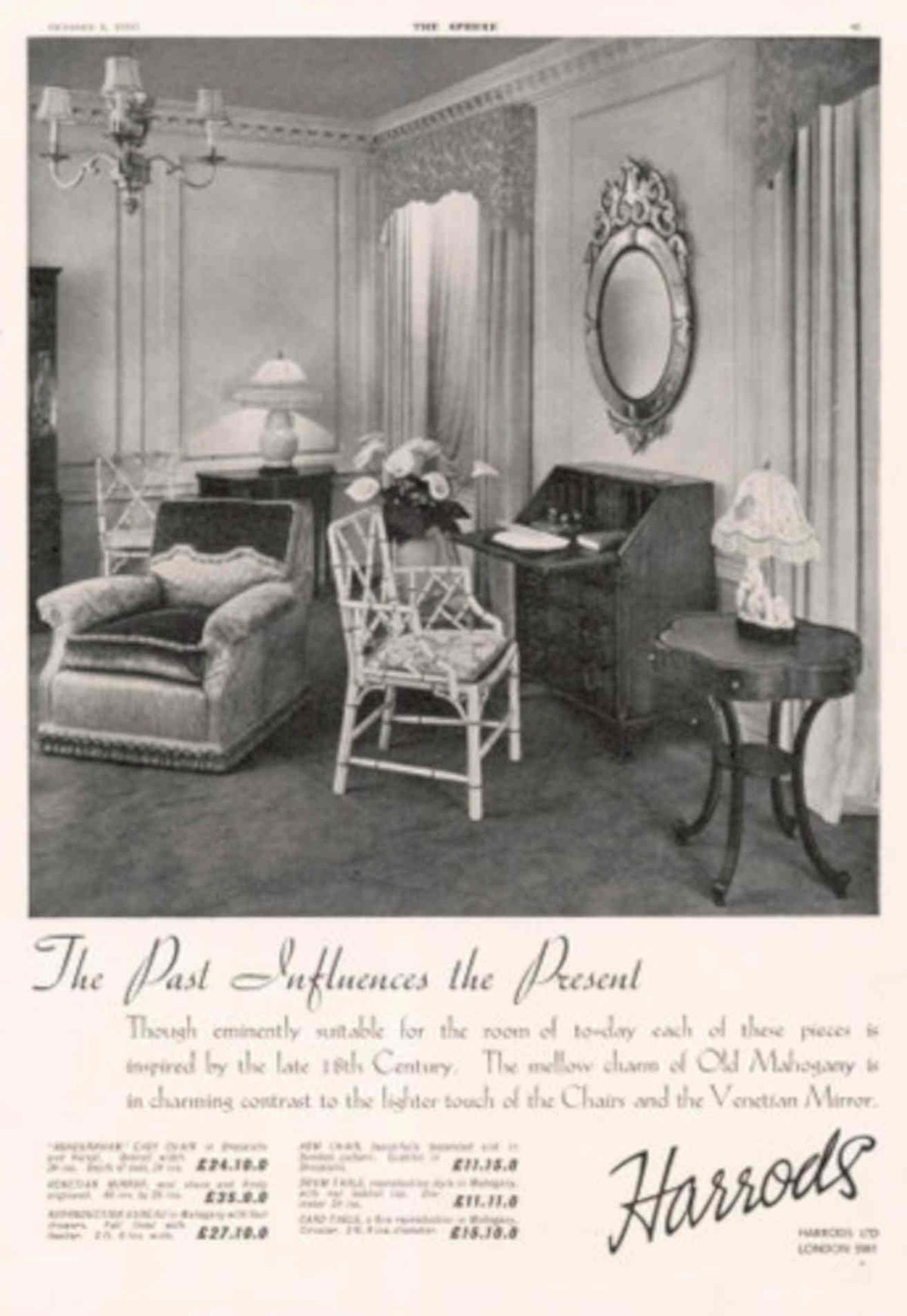 Vintage Armchair Harrods 1930s Vintage Retro Advert Poster