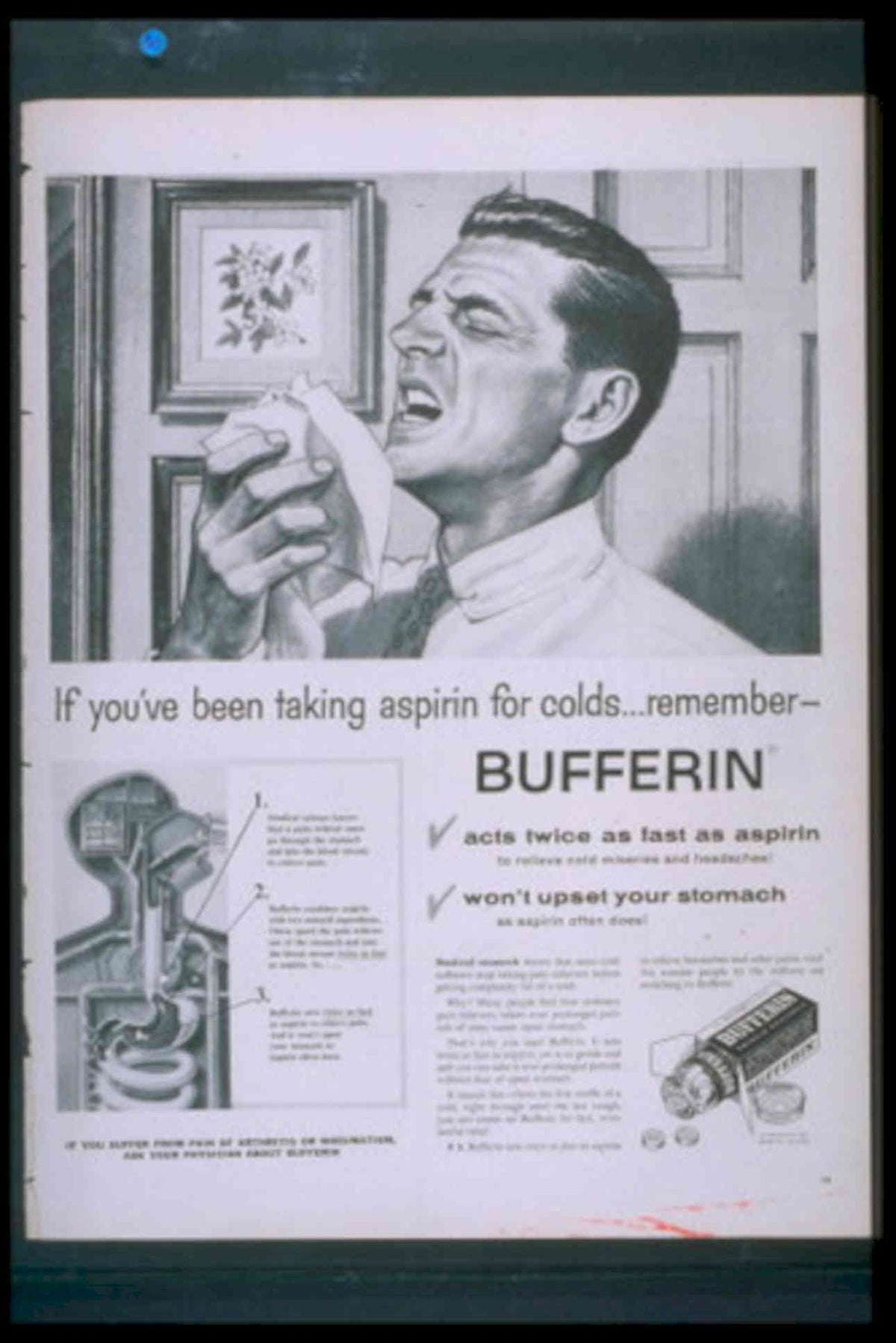 Vintage Aspirin Digestive 1950s Vintage Retro Advert Poster