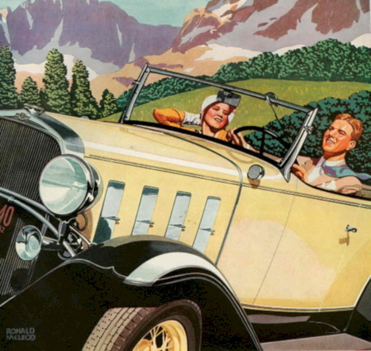 Vintage Automobile Coupe 1930s Vintage Retro Advert Poster