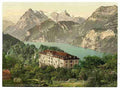 Vintage Axenfels general view Lake Lucerne A4 Photo Print