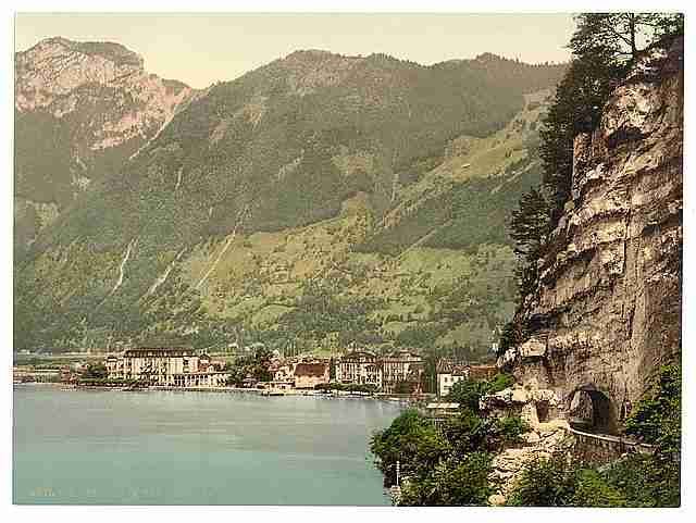 Vintage Axenstrasse and Brunnen Lake Lucerne A4 Photo Print