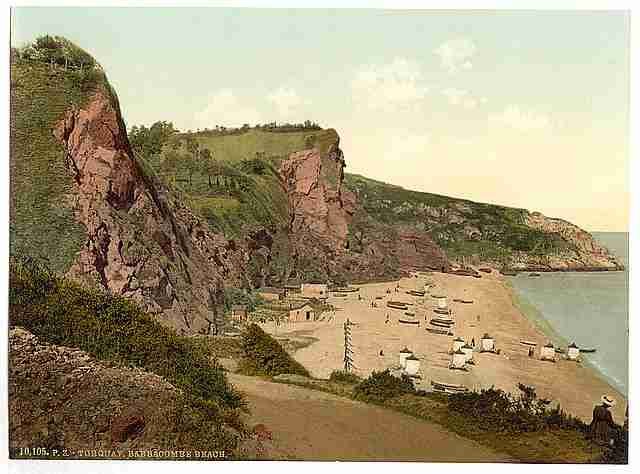 Vintage Babbacombe Beach Torquay A4 Photo Print