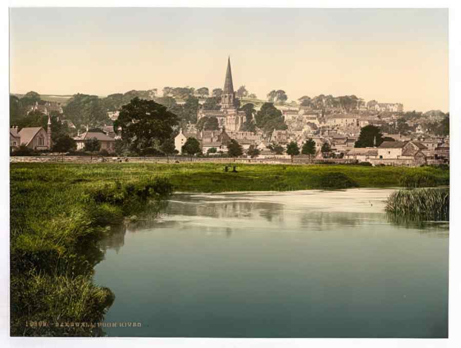Vintage Bakewell From River Derbyshire England A4 Photo Print