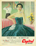 Vintage Ballgown Airlines 1950s Vintage Retro Advert Poster