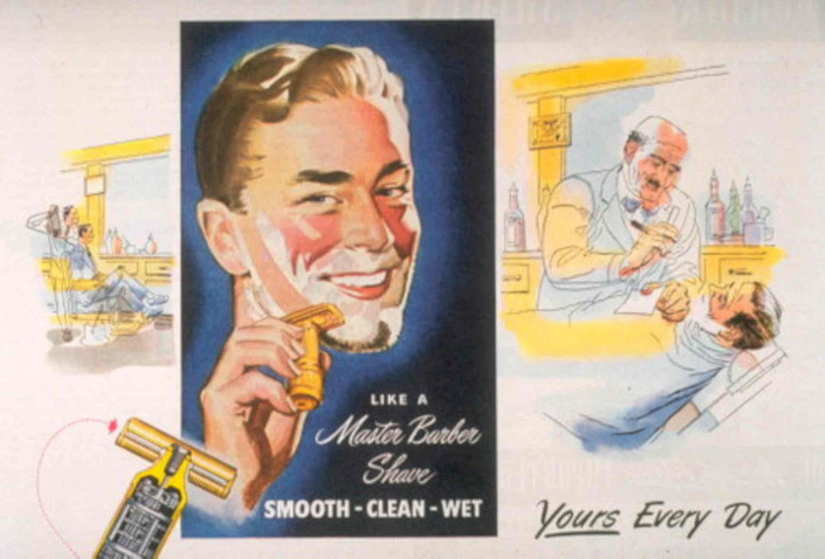 Vintage Barber Shave 1940s Vintage Retro Advert Poster