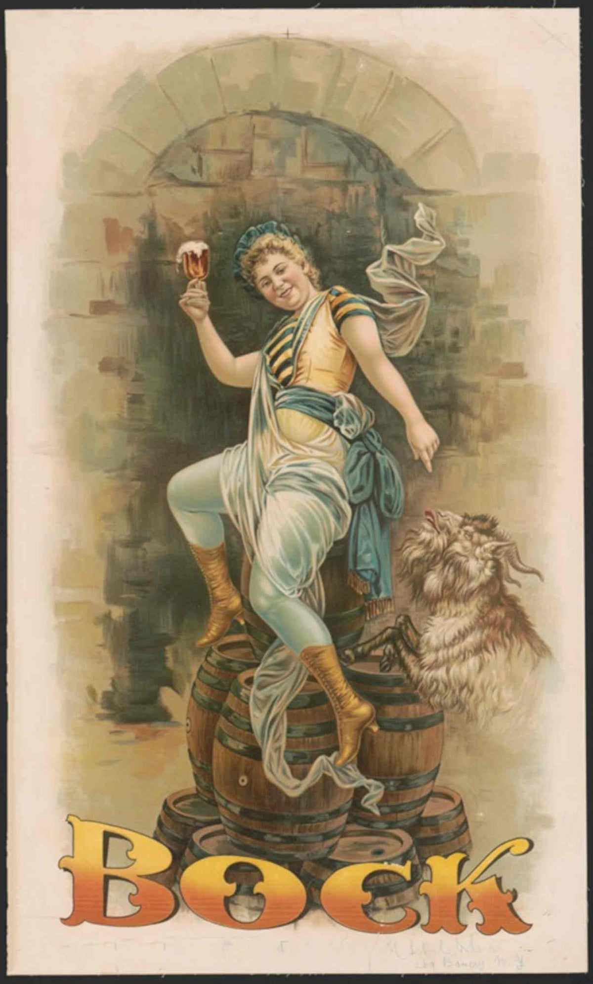 Vintage Barrel Bock Vintage Retro Advert Poster