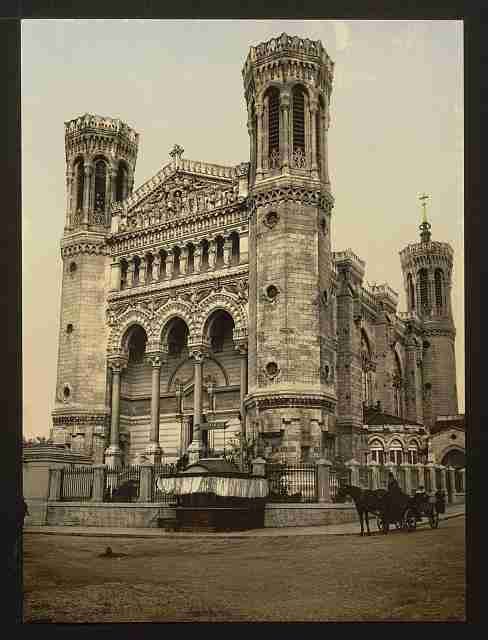 Vintage Basilica Fourviere main entrance Lyons A4 Photo Print