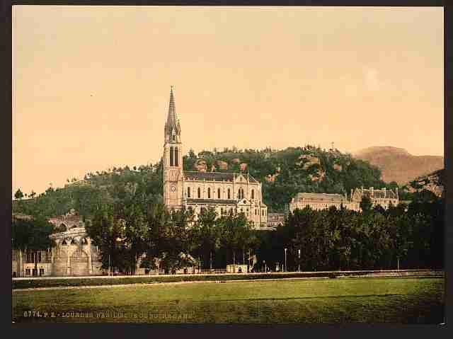 Vintage Basilique from La Prairie Lourdes Pyrenees A4 Photo Print