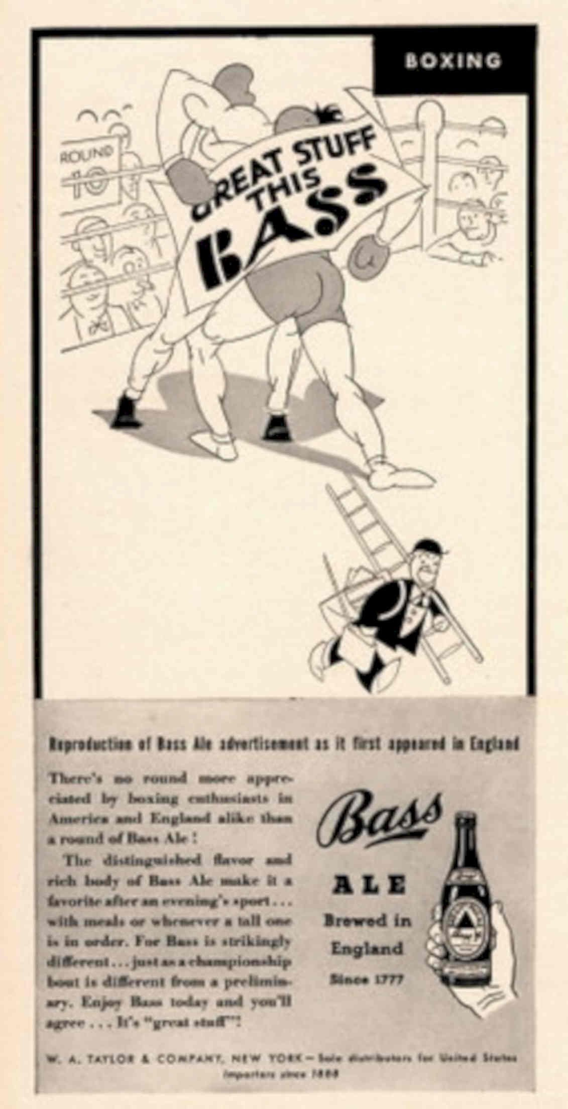 Vintage Bass Boxing 1940s Vintage Retro Advert Poster