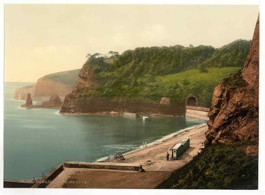 Vintage Bathing Cove Dawlish England A4 Photo Print
