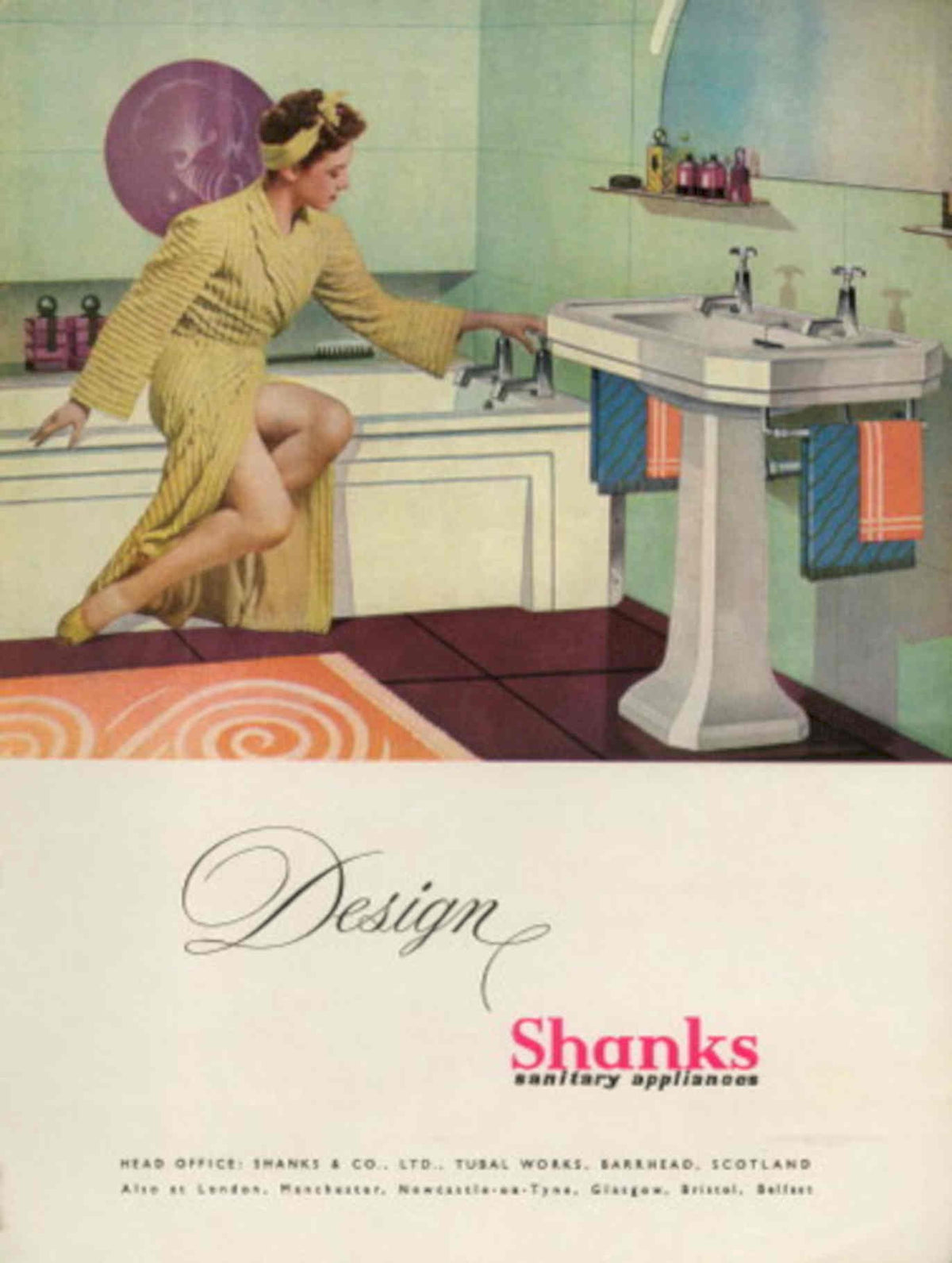 Vintage Bathroom Design 1950s Vintage Retro Advert Poster