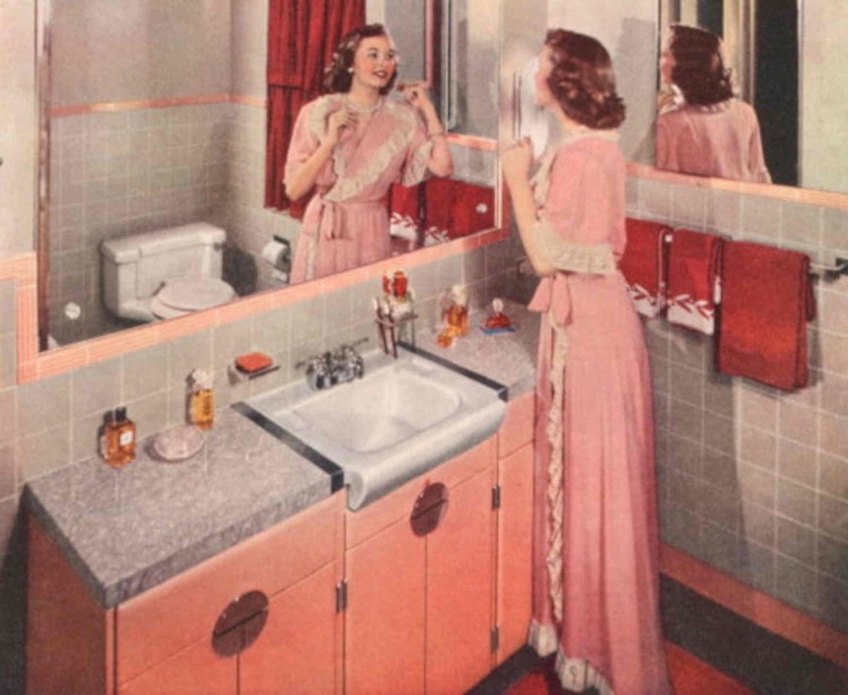 Vintage Bathroom Pink 1950s Vintage Retro Advert Poster