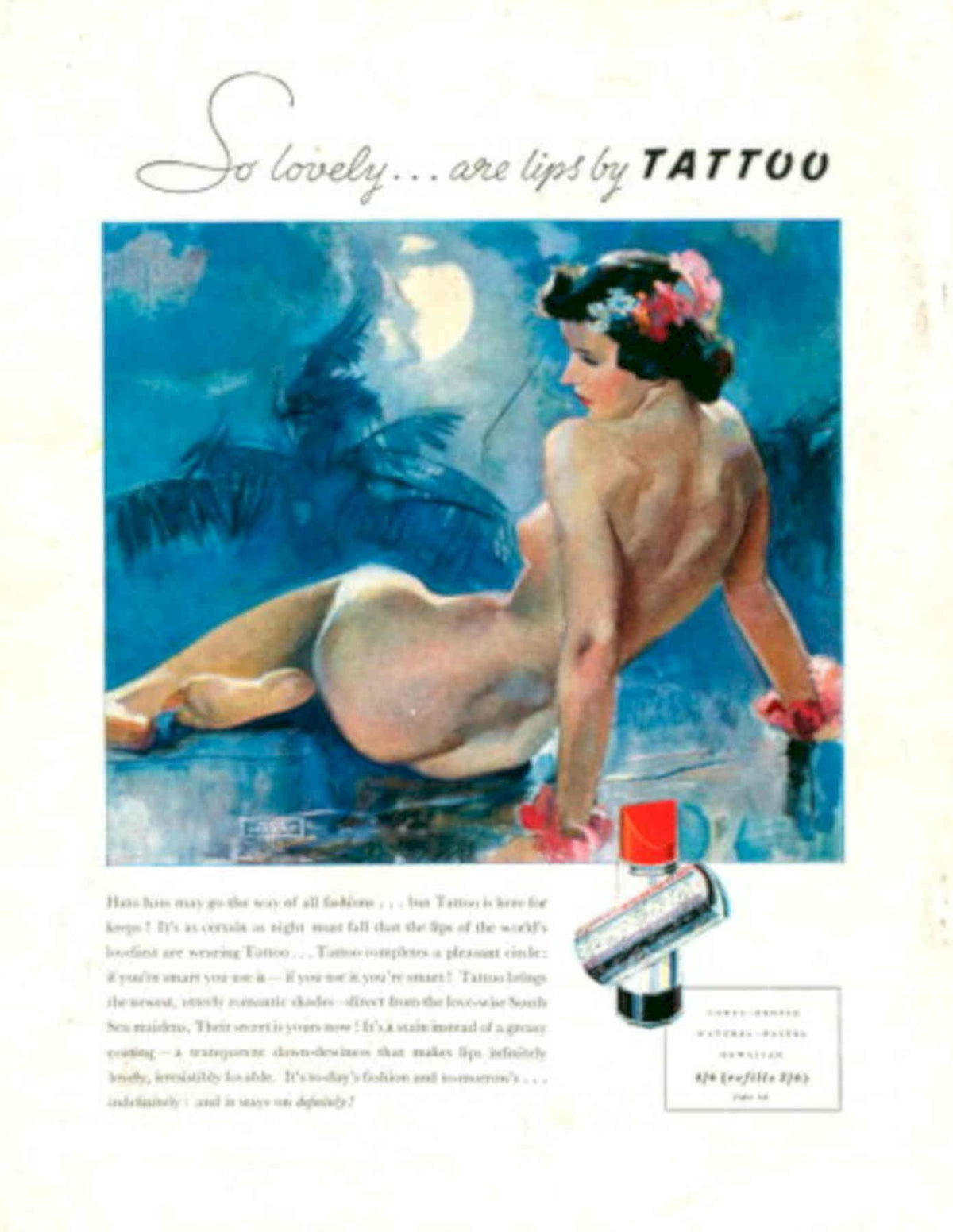 Vintage Bathtub Lips 1930s Vintage Retro Advert Poster