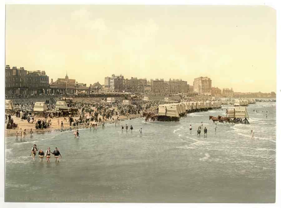 Vintage Beach And Ladies Bathing Place Margate England A4 Photo Print