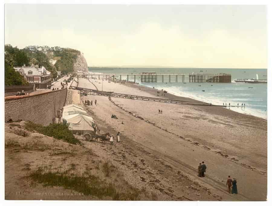 Vintage Beach And Pier Penarth Wales A4 Photo Print