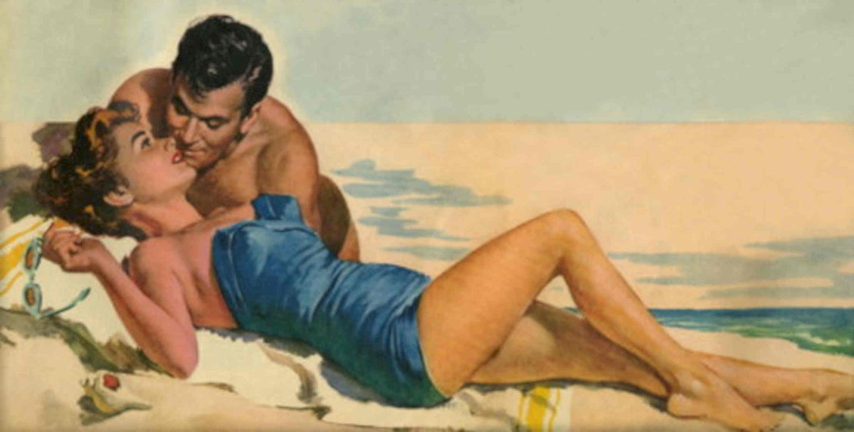 Vintage Beach Kiss 1950s Vintage Retro Advert Poster
