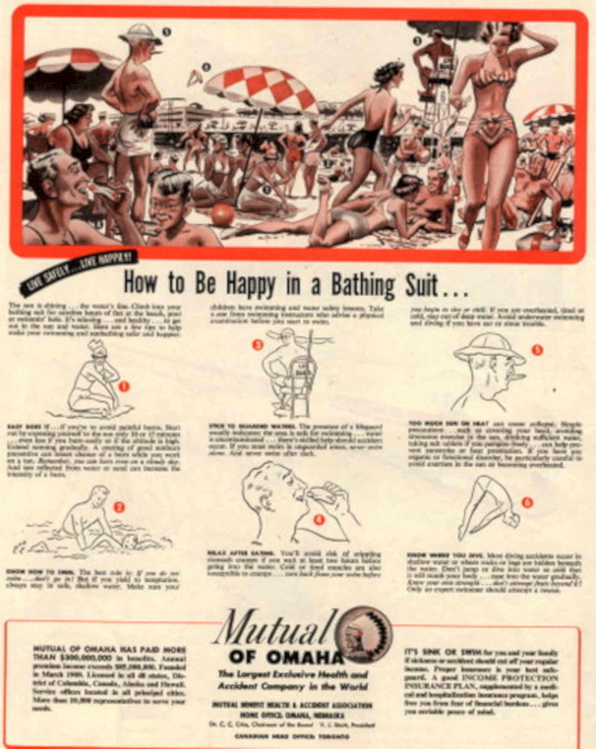 Vintage Beach Scene 1 1950s Vintage Retro Advert Poster