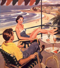 Vintage Beach Scene 2 1950s Vintage Retro Advert Poster