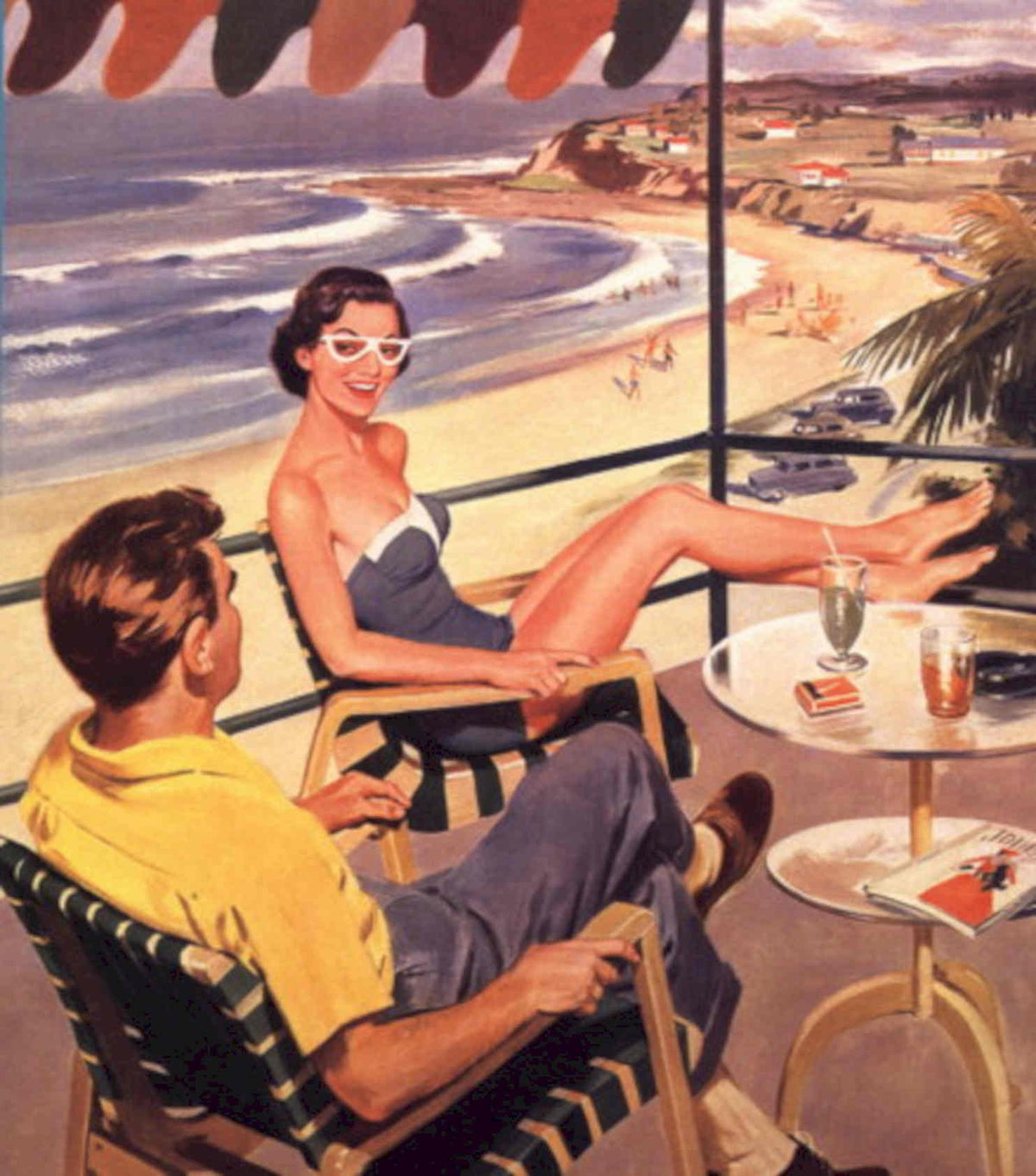 Vintage Beach Scene 2 1950s Vintage Retro Advert Poster