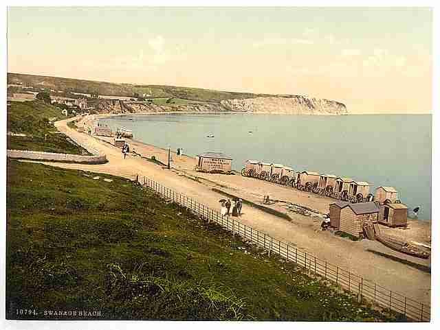 Vintage Beach Swanage A4 Photo Print