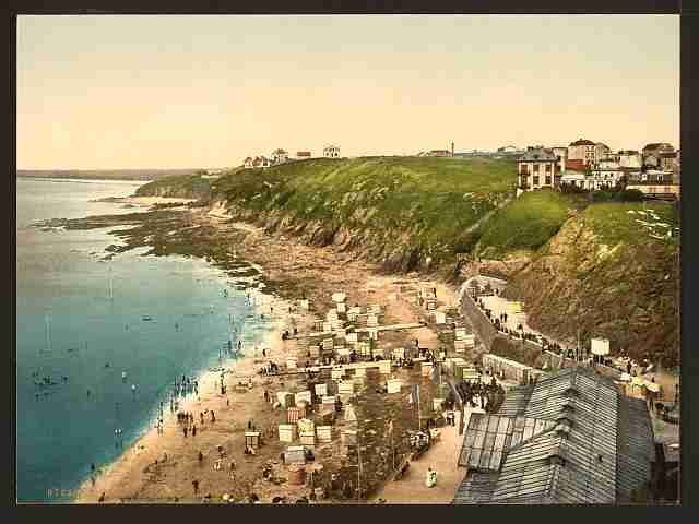 Vintage Beach at bathing time Granville A4 Photo Print