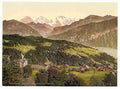 Vintage Beatenberg village and Hotel Silberhorn Bernese Oberland A4 Photo Print