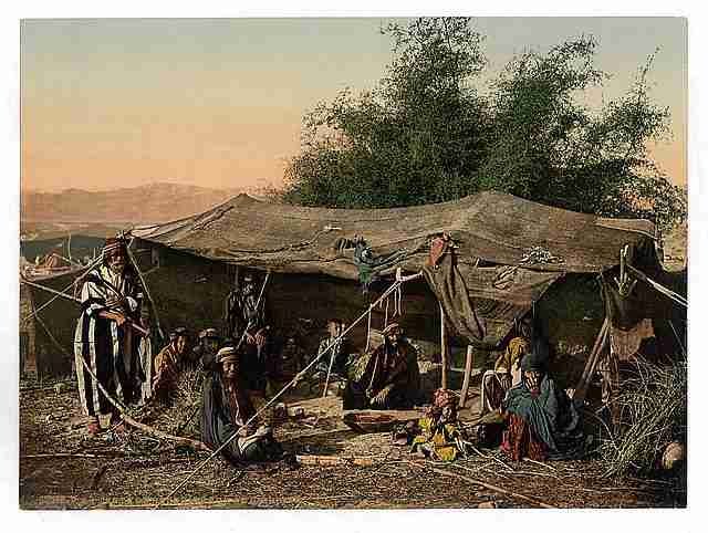 Vintage Bedouin tents and occupants A4 Photo Print