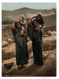Vintage Bedouins and children outside tent A4 Photo Print