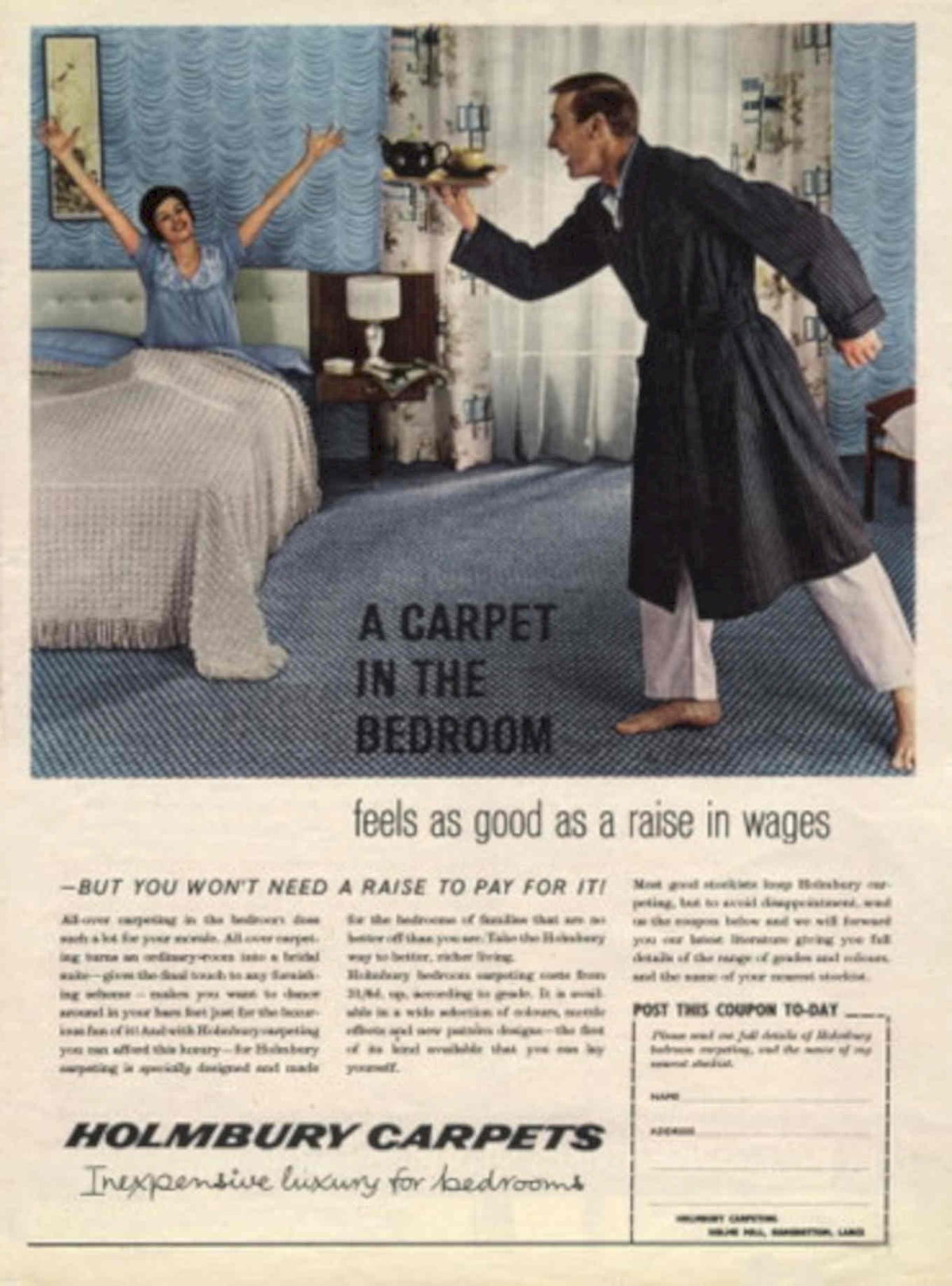Vintage Bedroom Carpet 1 1950s Vintage Retro Advert Poster