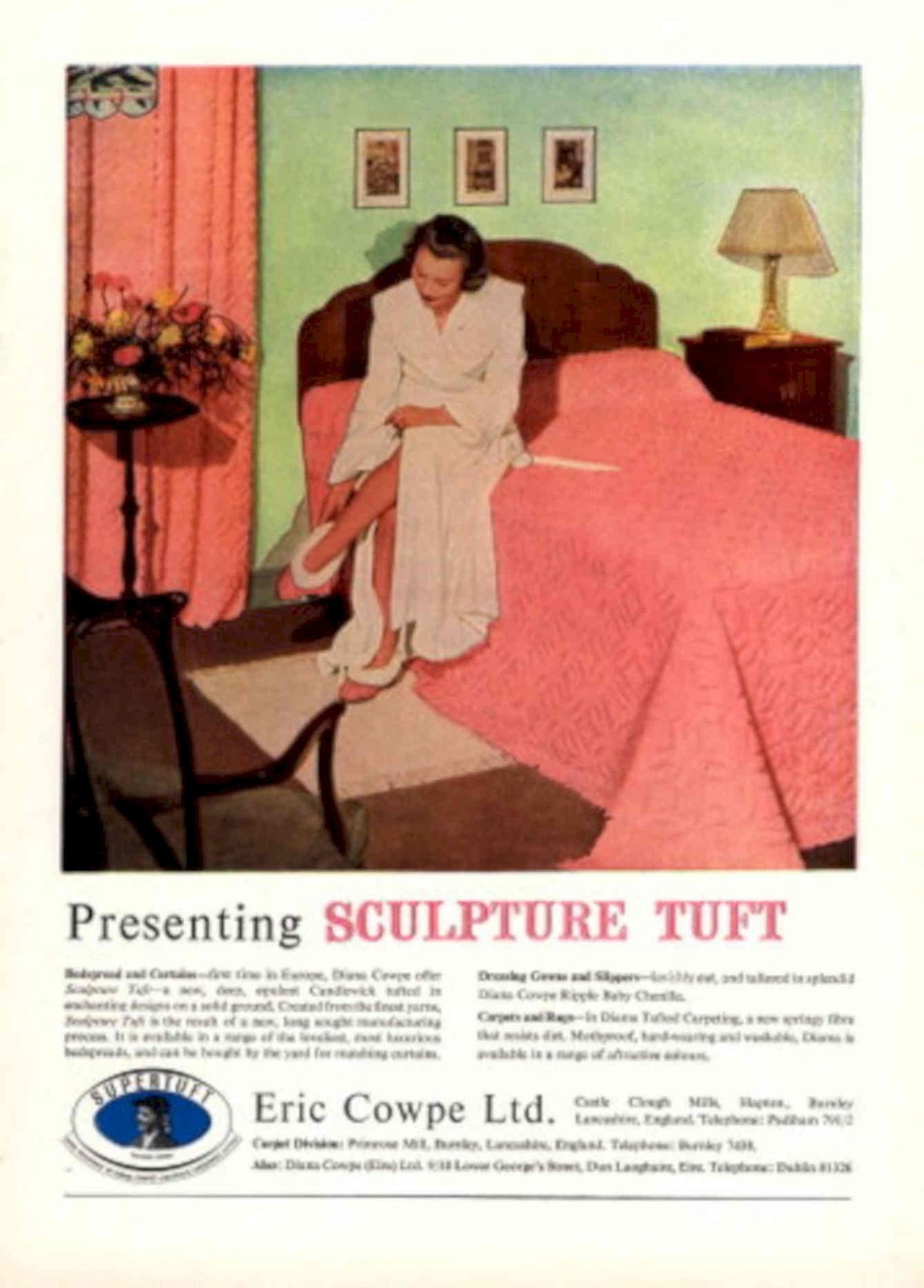 Vintage Bedroom Carpet 2 1950s Vintage Retro Advert Poster